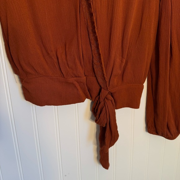 SELF♥️E Women’s Burnt Orange Wrap Blouse Size Medium - Picture 7 of 13